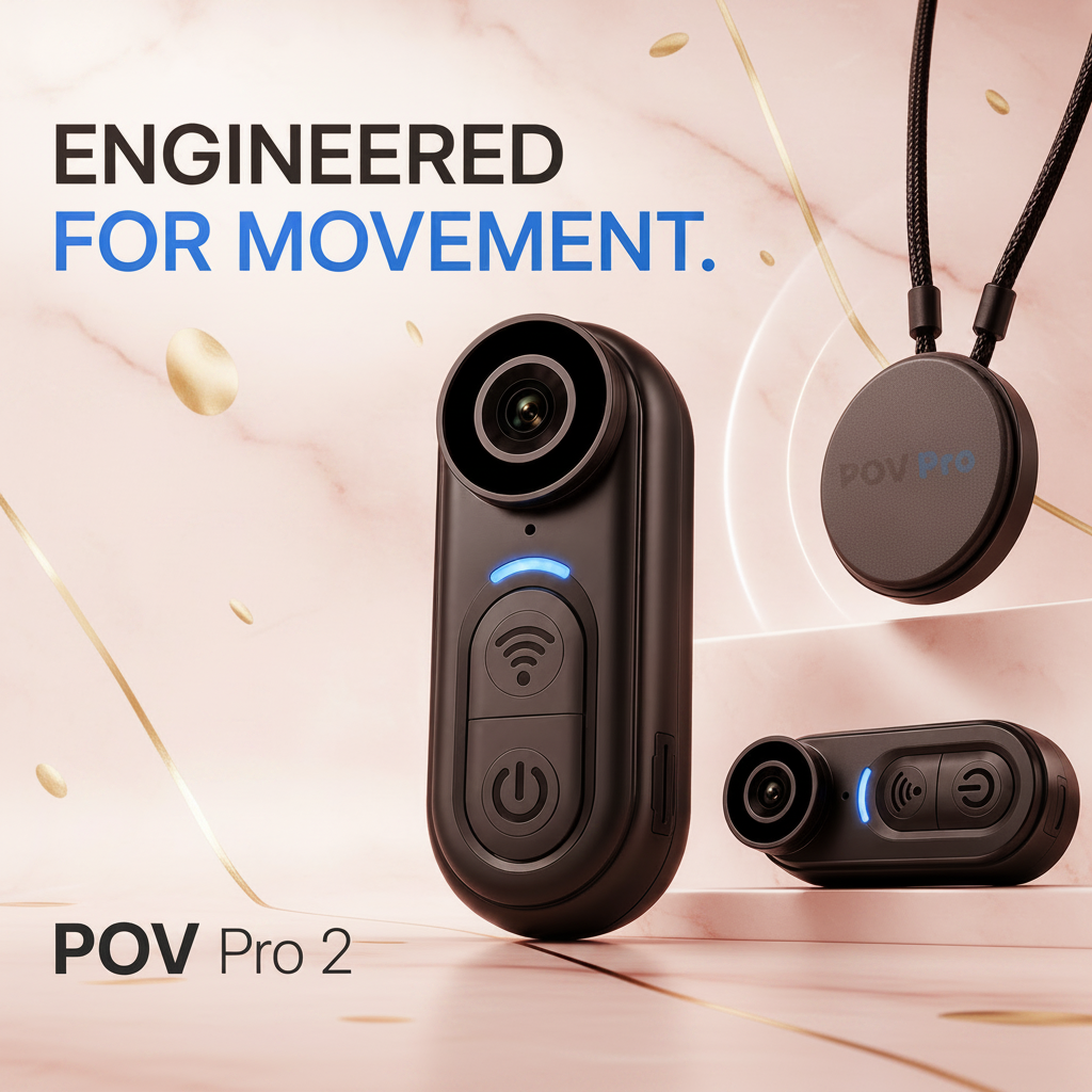 CAM Pro 2 hands-free 4K POV camera with magnetic charging necklace