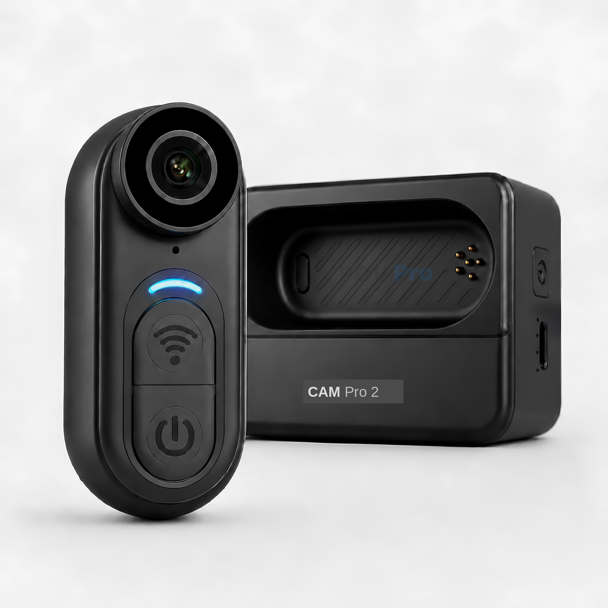 CAM Pro 2 charging pod with up to 10 hours backup power