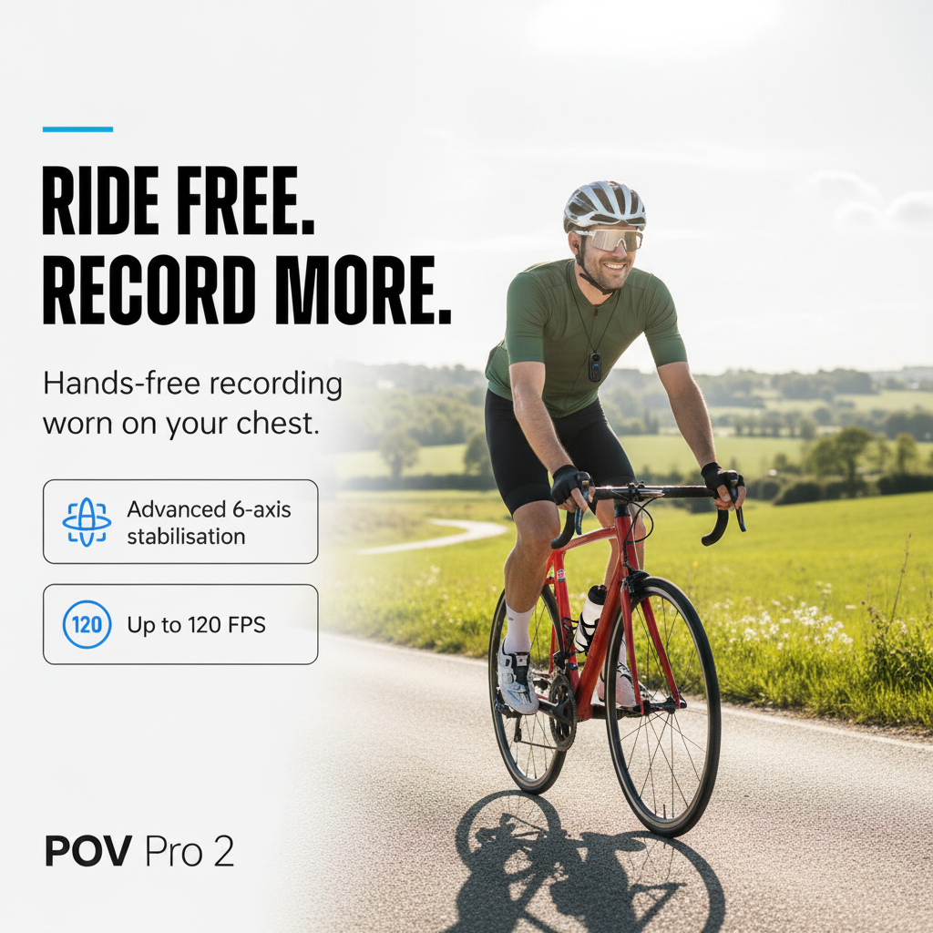Cyclist filming POV footage with CAM Pro 2